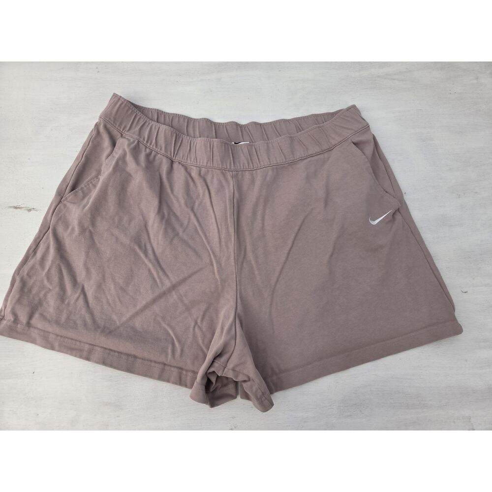 Vtg Nike Women’s Sweat Shorts Beige Size 2x 100% Cotton 90s Y2K Elastic Waist